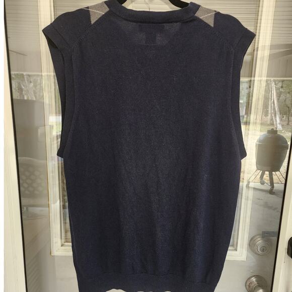 Banana Republic Men's Argyle Sweater Vest Large Silk Cahsmere Blend Preppy - Picture 2 of 5